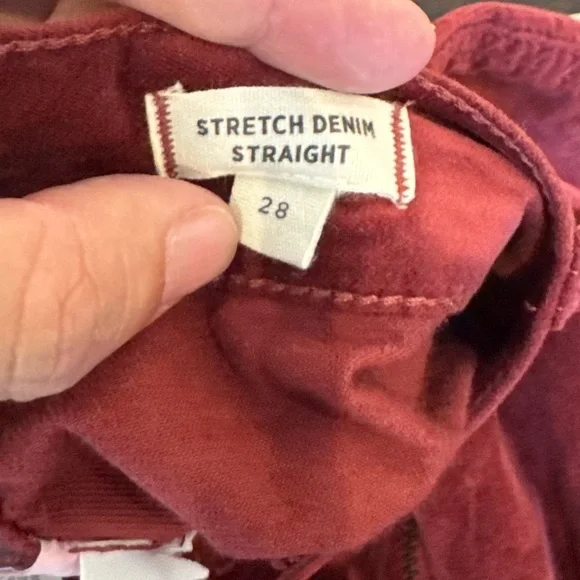 Madewell Stretch Velveteen Straight Zip Mini Skirt Maroon Sz 28 - Picture 6 of 6